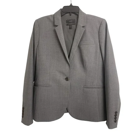 J. Crew Bi-Stretch Wool Blazer Italy Tollegno 1900 Lined Gray Size 12 - Picture 1 of 11